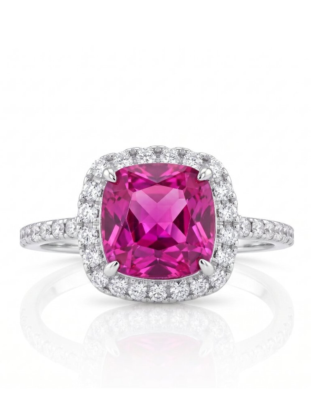 Pink Topaz Cushion Square Gemstone Ring, 925 Sterling Silver Charmed Aroma